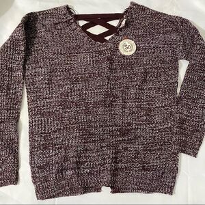 SO Women’s Knit Lace Up Back Long Sleeve Sweater
